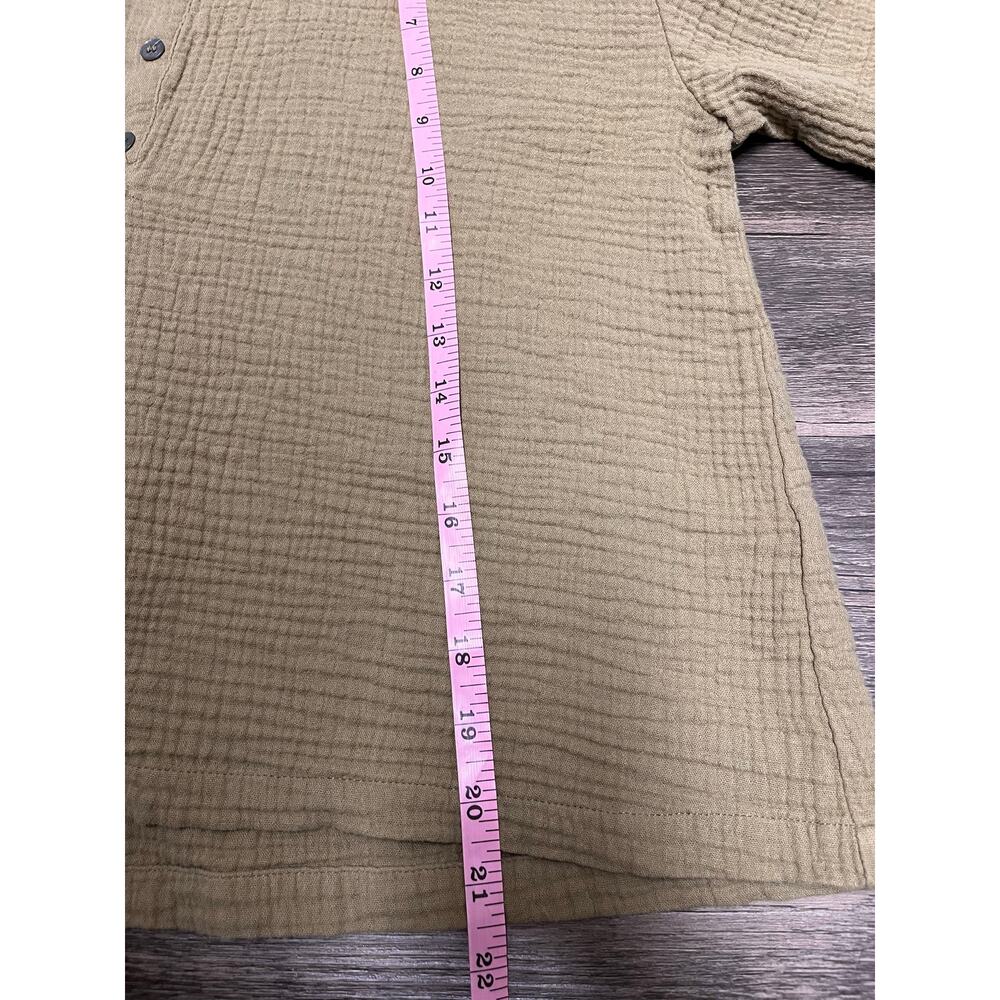 SOLD Organic Cotton Gauze Henley Top S Boho Coastal Grandmacore Olive Tan - Picture 9 of 11